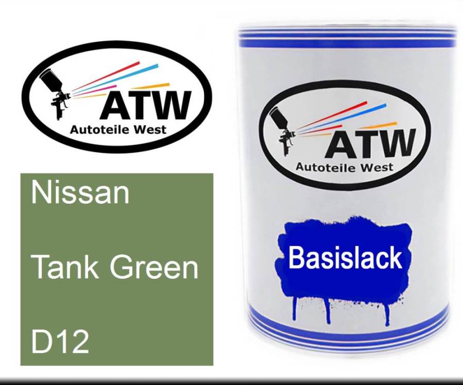 Nissan, Tank Green, D12: 500ml Lackdose, von ATW Autoteile West.